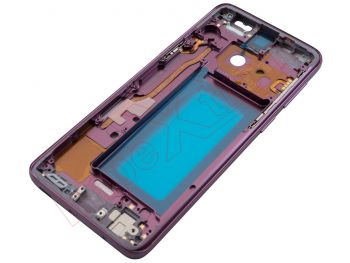 Carcasa frontal / central con marco violeta / lila "Lilac purple" con botones laterales para Samsung Galaxy S9, SM-G960F